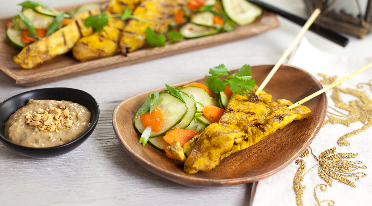 Thai Chicken Satay with Cucumber Salad