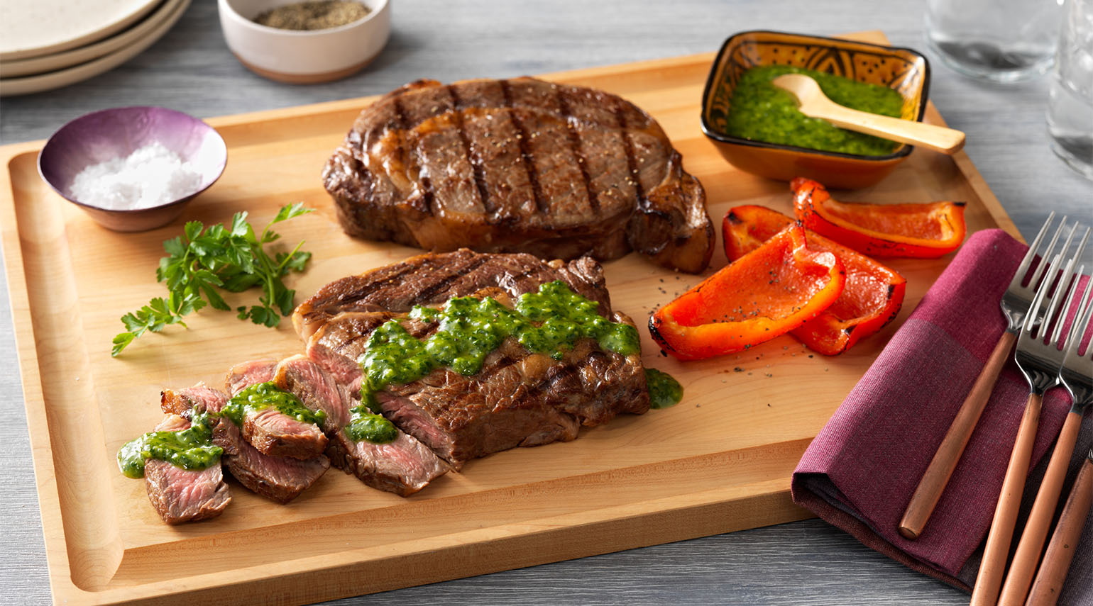 Gaucho Ribeye Steaks with Filipino-Style Chimichurri